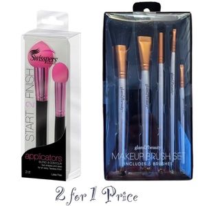 Swisspers 2 pc Applicators and Glam & Beauty 5 pc Makeup Brush Set